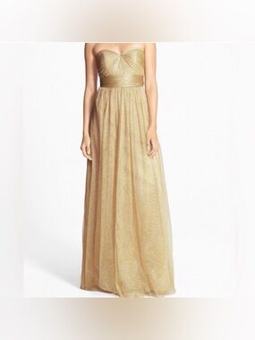 Jenny Yoo Annabelle Convertible Tulle Gown Shimmering Gold Sz 0 Bridal